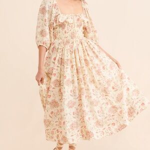 Free People Cream Puff Sleeve Midi Sundress